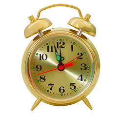 Image showing clock gold alarm isolated (clipping path)