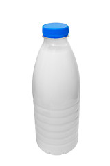 Image showing milk blue plastic bottle isolated (clipping path)