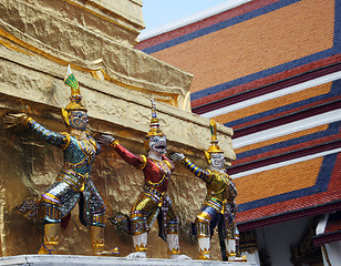 Image showing Statues at the Grand Palace, Bangkok, Thailand.