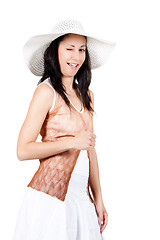 Image showing Woman in white sun hat