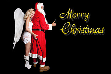 Image showing Santa Claus man and woman angel