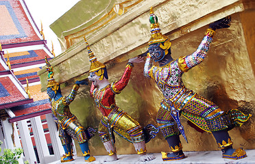 Image showing Statues at the Grand Palace, Bangkok, Thailand.