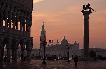 Image showing sunrise at San Marco square in Venice