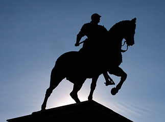 Image showing black silhouette of equestrian statue of Colleoni 