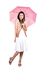 Image showing Woman with pink umbrella