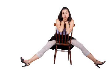 Image showing Woman with chair