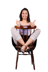 Image showing Woman with chair