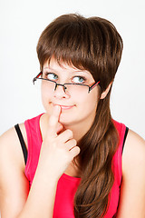 Image showing Young attractive girl in funny glasses