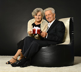 Image showing Elderly couple celebrating holiday