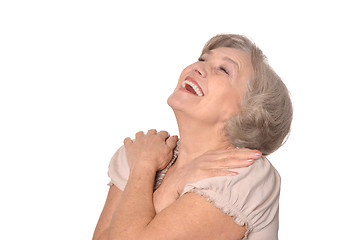 Image showing Elderly woman on white background