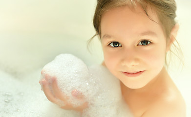 Image showing Little girl in bath