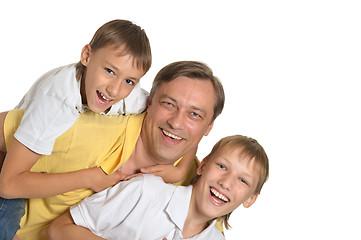 Image showing happy father and sons