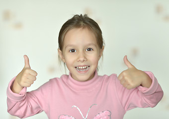 Image showing Portrait of emotional little girl at home