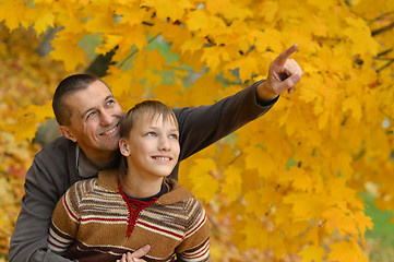 Image showing Father and son on a walk