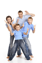 Image showing Family in blue shirts