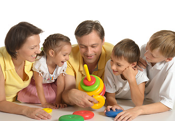 Image showing Cute family of a five