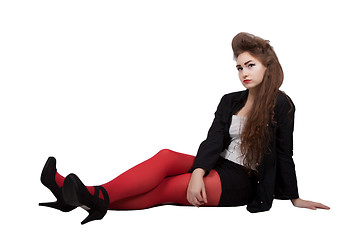 Image showing Teenage girl in black and red clothes