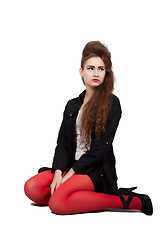 Image showing Teenage girl in black and red clothes