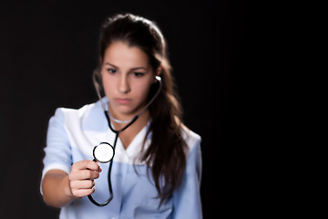 Image showing Female doctor with stethoscope