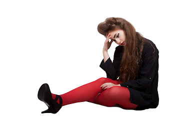 Image showing Teenage girl in black and red clothes