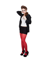 Image showing Teenage girl in black and red clothes