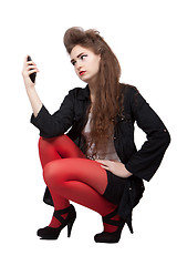 Image showing Teenage girl in black and red clothes