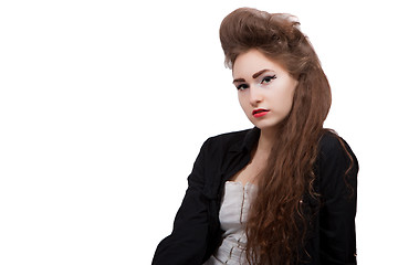 Image showing Teenage girl in black and red clothes