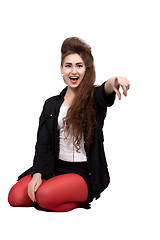 Image showing Teenage girl in black and red clothes