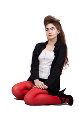 Image showing Teenage girl in black and red clothes