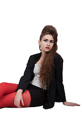 Image showing Teenage girl in black and red clothes