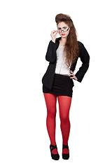 Image showing Teenage girl in black and red clothes