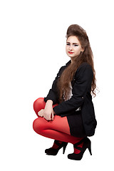 Image showing Teenage girl in black and red clothes