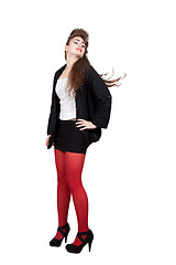 Image showing Teenage girl in black and red clothes