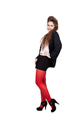 Image showing Teenage girl in black and red clothes