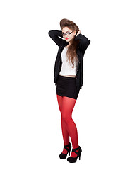 Image showing Teenage girl in black and red clothes