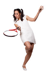 Image showing Retro Woman with a tennis racket