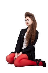 Image showing Teenage girl in black and red clothes