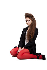 Image showing Teenage girl in black and red clothes