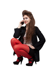 Image showing Teenage girl in black and red clothes