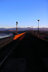 Image showing The dam by sunset