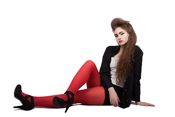 Image showing Teenage girl in black and red clothes