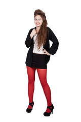 Image showing Teenage girl in black and red clothes