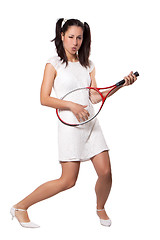 Image showing Retro Woman with a tennis racket