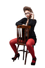 Image showing Teenage girl in black and red clothes