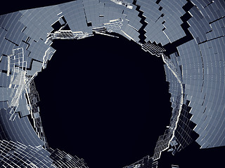Image showing Destructed cubic glass shape: damage and vandalism