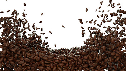 Image showing Coffee beans mixed and tossed isolated