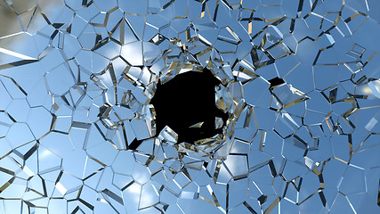 Image showing Broken shattered glass pieces isolated 