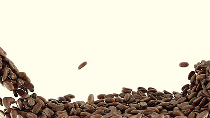 Image showing Mixing and falling coffee beans isolated