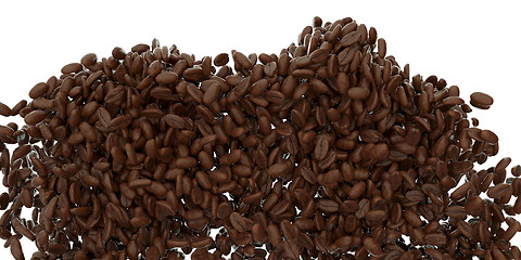 Image showing Flying and mixing roasted coffee beans isolated