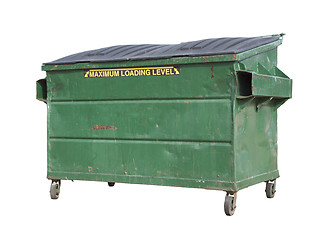Image showing Green Trash or Recycle Dumpster On White with Clipping Path